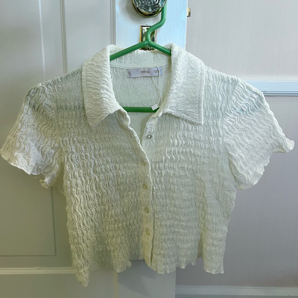 MANGO White Textured Women's Top